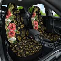 Hawaii Discoverers Day Car Seat Cover Tropical Hibiscus Glitter Black LT05 One Size Black - Polynesian Pride