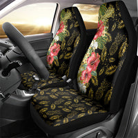 Hawaii Discoverers Day Car Seat Cover Tropical Hibiscus Glitter Black LT05 - Polynesian Pride