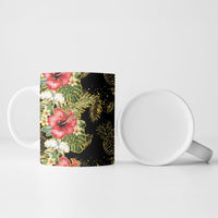 Hawaii Discoverers Day Ceramic Mug Tropical Hibiscus Glitter Black LT05 - Polynesian Pride