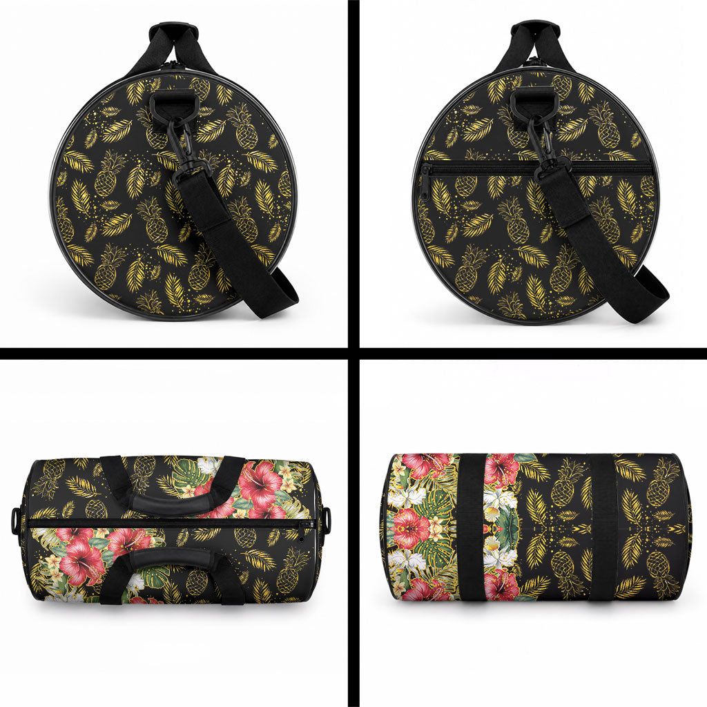 Hawaii Discoverers Day Duffle Bag Tropical Hibiscus Glitter Black LT05 - Polynesian Pride