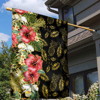 Hawaii Discoverers Day Garden Flag Tropical Hibiscus Glitter Black LT05 - Polynesian Pride