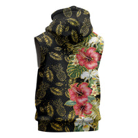 Hawaii Discoverers Day Sleeveless Zip Hoodie Tropical Hibiscus Glitter Black LT05 - Polynesian Pride