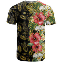 Hawaii Discoverers Day T Shirt Tropical Hibiscus Glitter Black LT05 - Polynesian Pride
