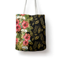 Hawaii Discoverers Day Tote Bag Tropical Hibiscus Glitter Black LT05 - Polynesian Pride