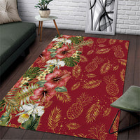 Hawaii Discoverers Day Area Rug Tropical Hibiscus Glitter Crimson LT05 Crimson - Polynesian Pride