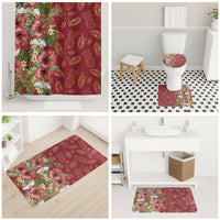 Hawaii Discoverers Day Bathroom Set Tropical Hibiscus Glitter Crimson LT05 - Polynesian Pride