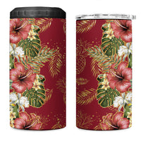 Hawaii Discoverers Day 4 in 1 Can Cooler Tumbler Tropical Hibiscus Glitter Crimson LT05 One Size: 16 oz Crimson - Polynesian Pride