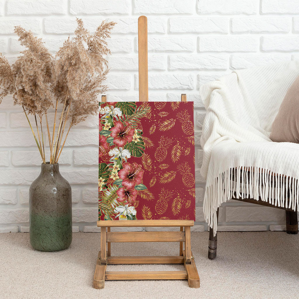 Hawaii Discoverers Day Canvas Wall Art Tropical Hibiscus Glitter Crimson LT05 - Polynesian Pride