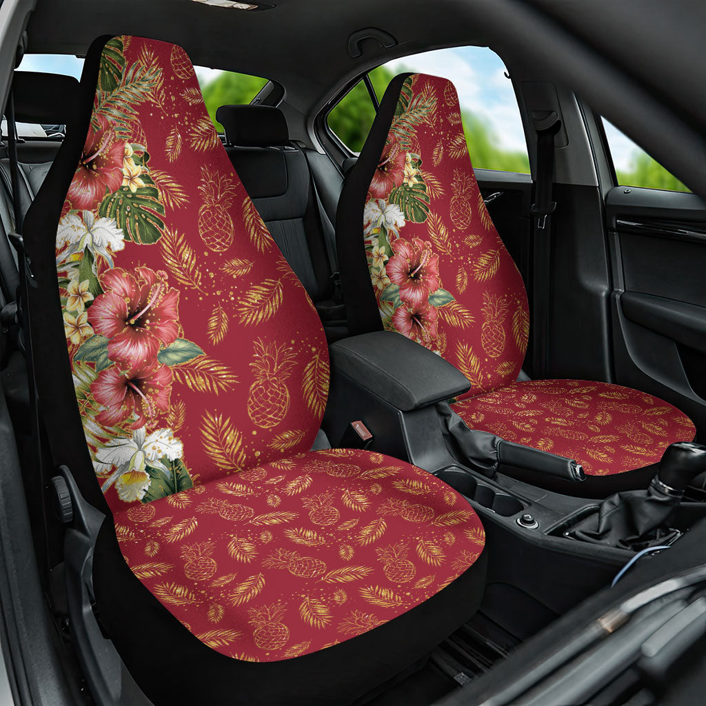 Hawaii Discoverers Day Car Seat Cover Tropical Hibiscus Glitter Crimson LT05 One Size Crimson - Polynesian Pride