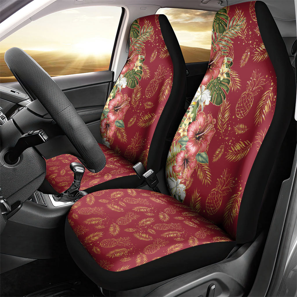 Hawaii Discoverers Day Car Seat Cover Tropical Hibiscus Glitter Crimson LT05 - Polynesian Pride