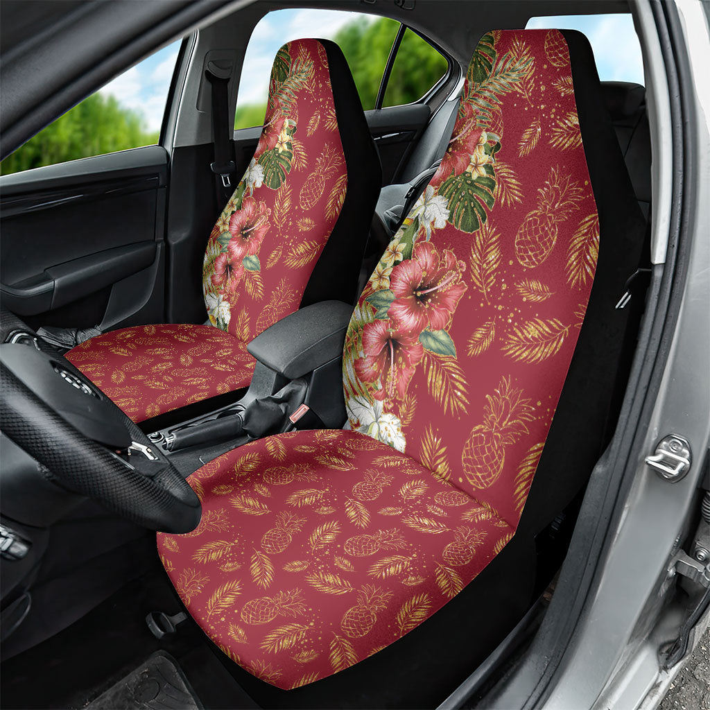 Hawaii Discoverers Day Car Seat Cover Tropical Hibiscus Glitter Crimson LT05 - Polynesian Pride