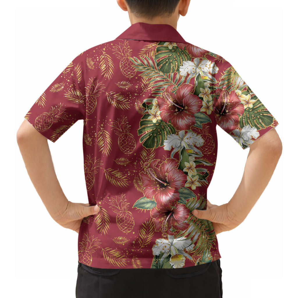 Hawaii Discoverers Day Hawaiian Shirt Tropical Hibiscus Glitter Crimson LT05 - Polynesian Pride
