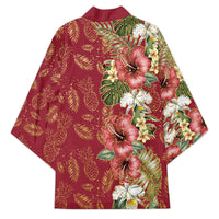 Hawaii Discoverers Day Kimono Tropical Hibiscus Glitter Crimson