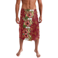 Hawaii Discoverers Day Lavalava Tropical Hibiscus Glitter Crimson LT05 Crimson - Polynesian Pride