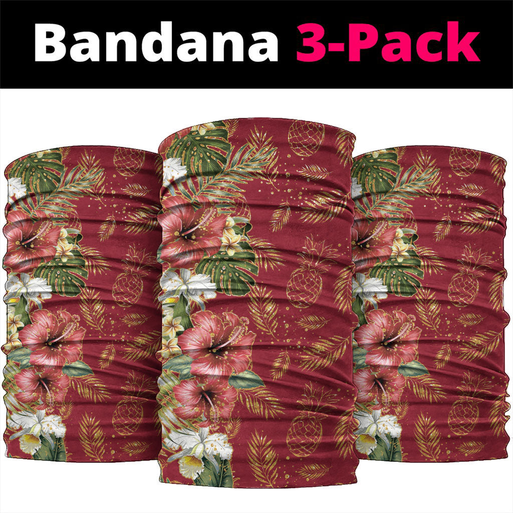 Hawaii Discoverers Day Neck Gaiter Tropical Hibiscus Glitter Crimson LT05 package One Size: 25*50cm Crimson - Polynesian Pride