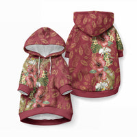 Hawaii Discoverers Day Pet Hoodie Tropical Hibiscus Glitter Crimson