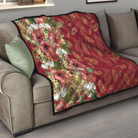 Hawaii Discoverers Day Quilt Tropical Hibiscus Glitter Crimson LT05 - Polynesian Pride