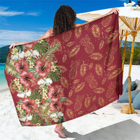 Hawaii Discoverers Day Sarong Tropical Hibiscus Glitter Crimson LT05 One Size 44 x 66 inches Crimson - Polynesian Pride