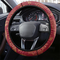 Hawaii Discoverers Day Steering Wheel Cover Tropical Hibiscus Glitter Crimson LT05 - Polynesian Pride