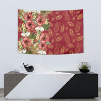 Hawaii Discoverers Day Tapestry Tropical Hibiscus Glitter Crimson LT05 - Polynesian Pride