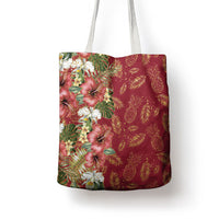 Hawaii Discoverers Day Tote Bag Tropical Hibiscus Glitter Crimson LT05 - Polynesian Pride