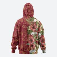 Hawaii Discoverers Day Zip Hoodie Tropical Hibiscus Glitter Crimson LT05 - Polynesian Pride