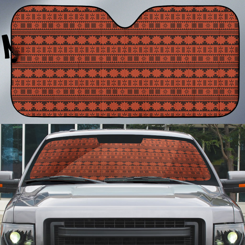 Polynesian Princess Inspired Tapa Pattern Auto Sun Shade LT05 Red - Polynesian Pride
