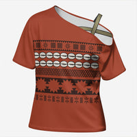 Polynesian Princess Inspired Tapa Pattern Cross Shoulder Shirt LT05 Female Red - Polynesian Pride
