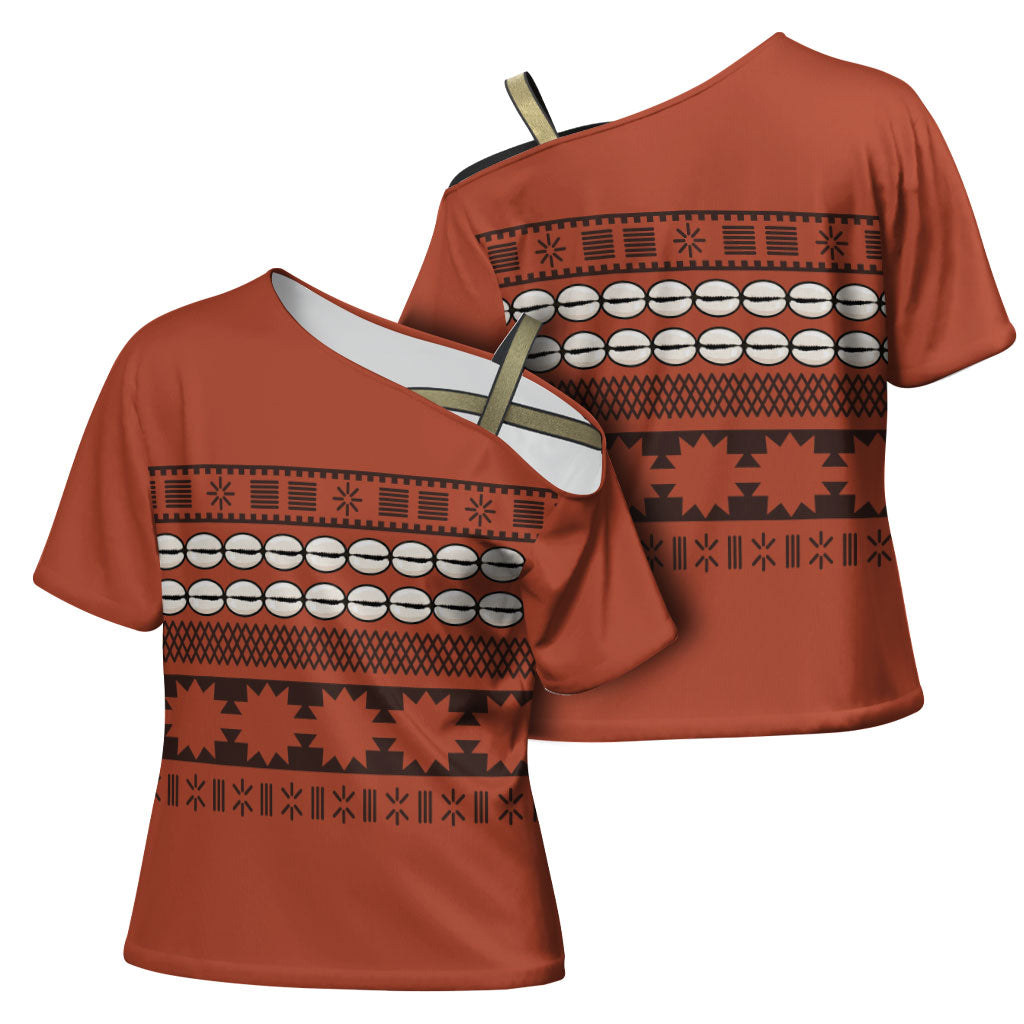 Polynesian Princess Inspired Tapa Pattern Cross Shoulder Shirt LT05 - Polynesian Pride