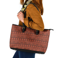 Polynesian Princess Inspired Tapa Pattern Leather Tote Bag LT05 Red - Polynesian Pride
