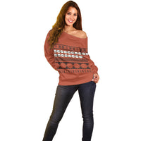 Polynesian Princess Inspired Tapa Pattern Off Shoulder Sweater LT05 - Polynesian Pride