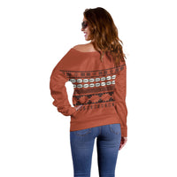 Polynesian Princess Inspired Tapa Pattern Off Shoulder Sweater LT05 - Polynesian Pride