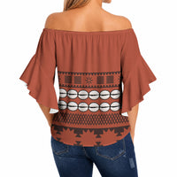 Polynesian Princess Inspired Tapa Pattern Off Shoulder Wrap Waist Top LT05 - Polynesian Pride
