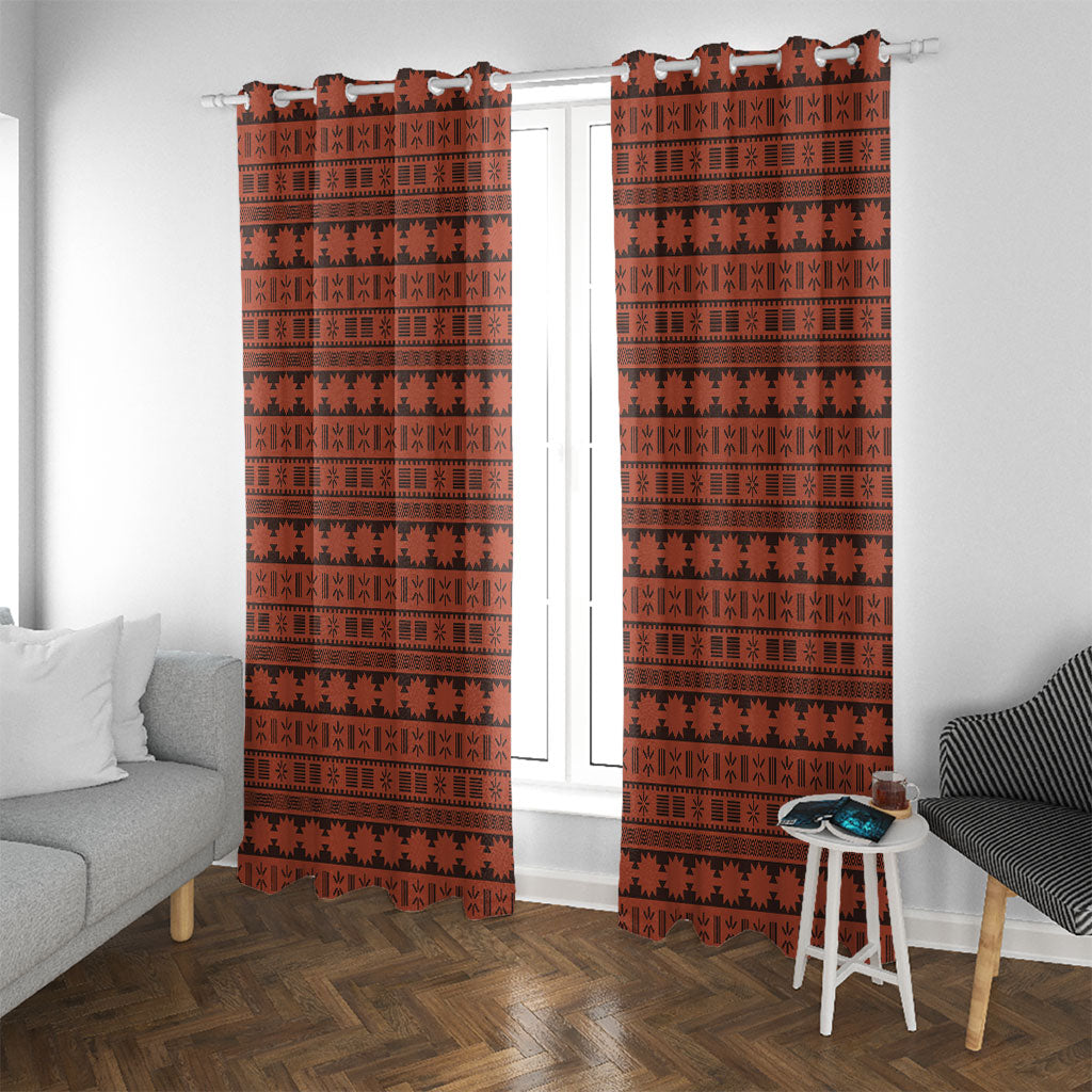 Polynesian Princess Inspired Tapa Pattern Window Curtain LT05 With Grommets Red - Polynesian Pride