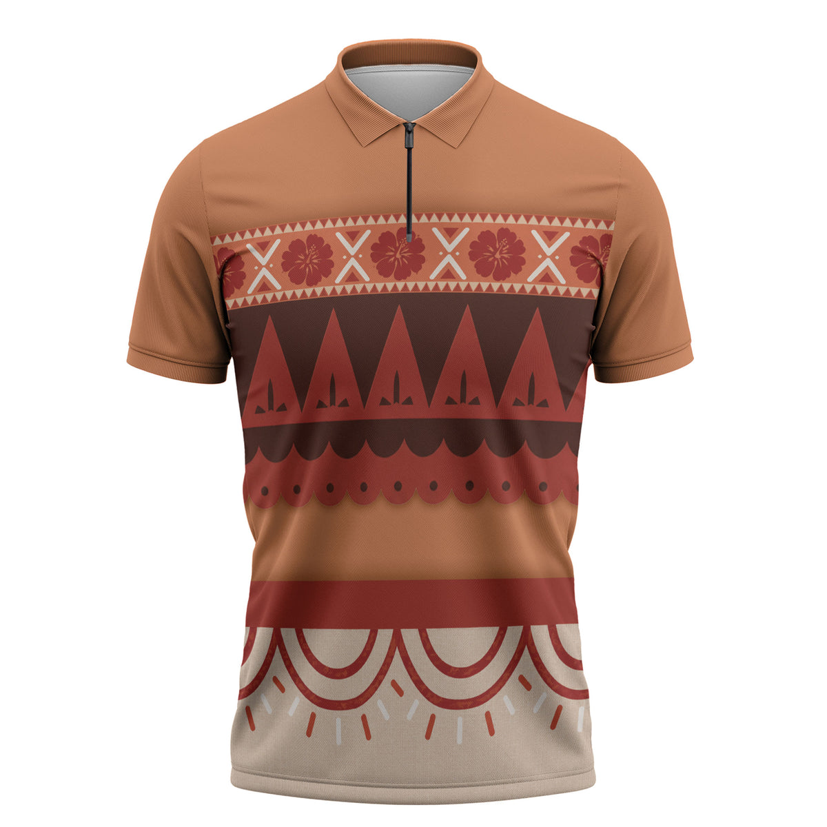 Polynesian Princess Inspired Cosplay Costume Zipper Polo Shirt LT05 Multicolor - Polynesian Pride