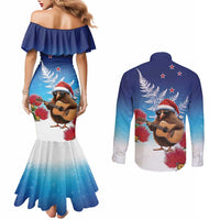 New Zealand Kiwi Christmas Couples Matching Mermaid Dress and Long Sleeve Button Shirt Xmas Vibe LT05 - Polynesian Pride