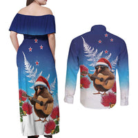 New Zealand Kiwi Christmas Couples Matching Off Shoulder Maxi Dress and Long Sleeve Button Shirt Xmas Vibe LT05 - Polynesian Pride
