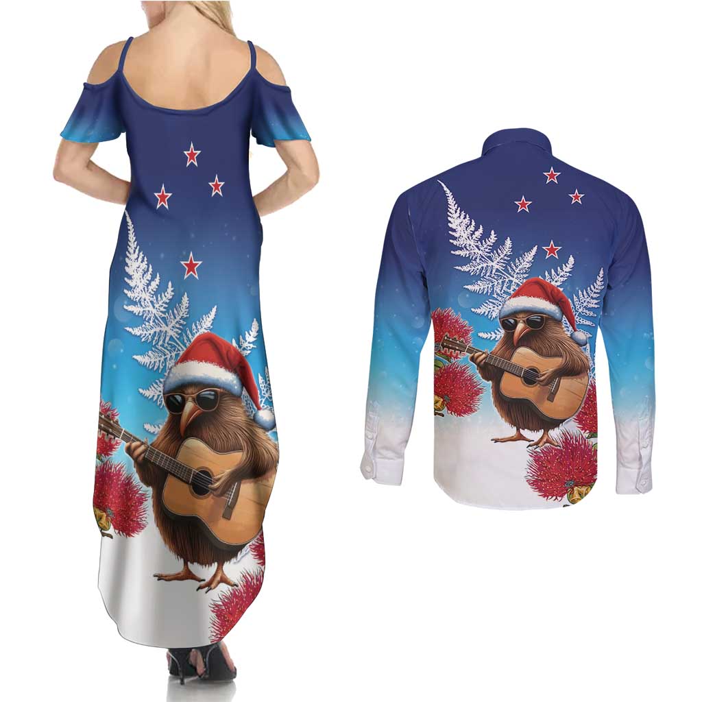 New Zealand Kiwi Christmas Couples Matching Summer Maxi Dress and Long Sleeve Button Shirt Xmas Vibe LT05 - Polynesian Pride