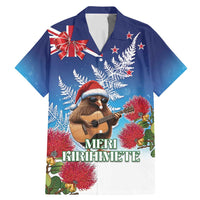 New Zealand Kiwi Christmas Family Matching Mermaid Dress and Hawaiian Shirt Xmas Vibe LT05 Dad's Shirt - Short Sleeve Blue - Polynesian Pride