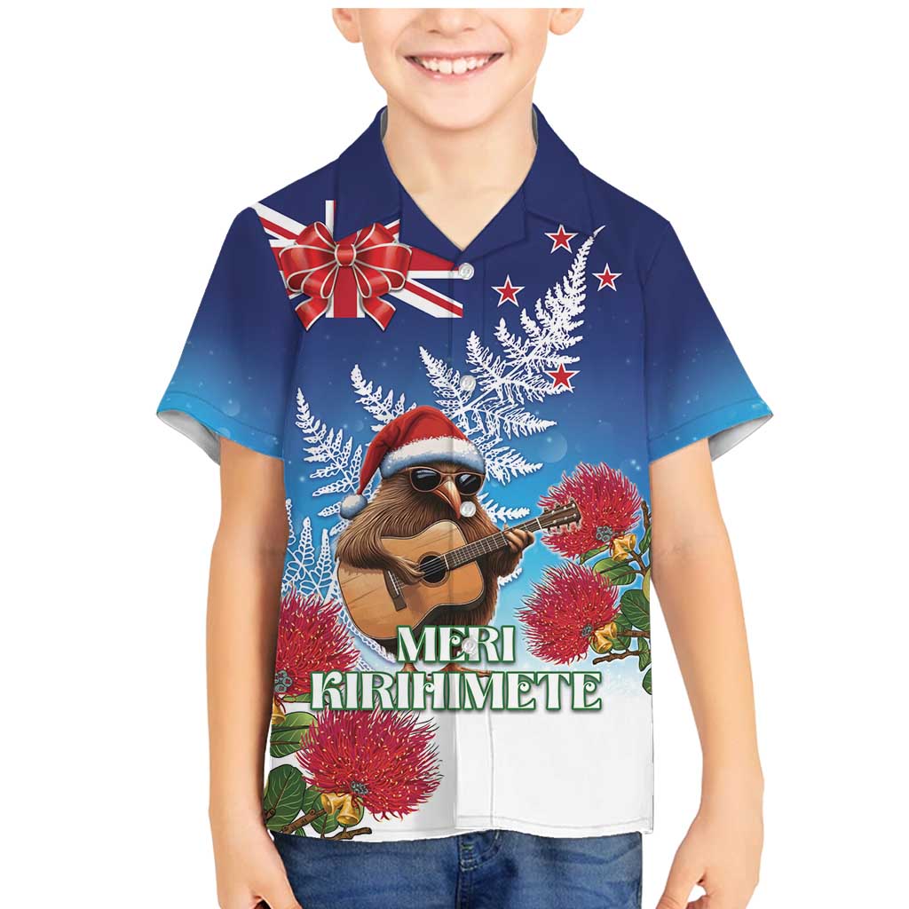 New Zealand Kiwi Christmas Family Matching Mermaid Dress and Hawaiian Shirt Xmas Vibe LT05 Son's Shirt Blue - Polynesian Pride