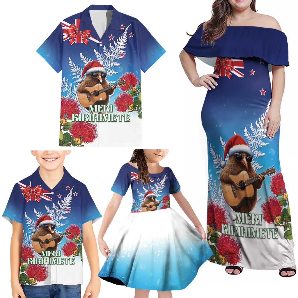 New Zealand Kiwi Christmas Family Matching Off Shoulder Maxi Dress and Hawaiian Shirt Xmas Vibe LT05 - Polynesian Pride