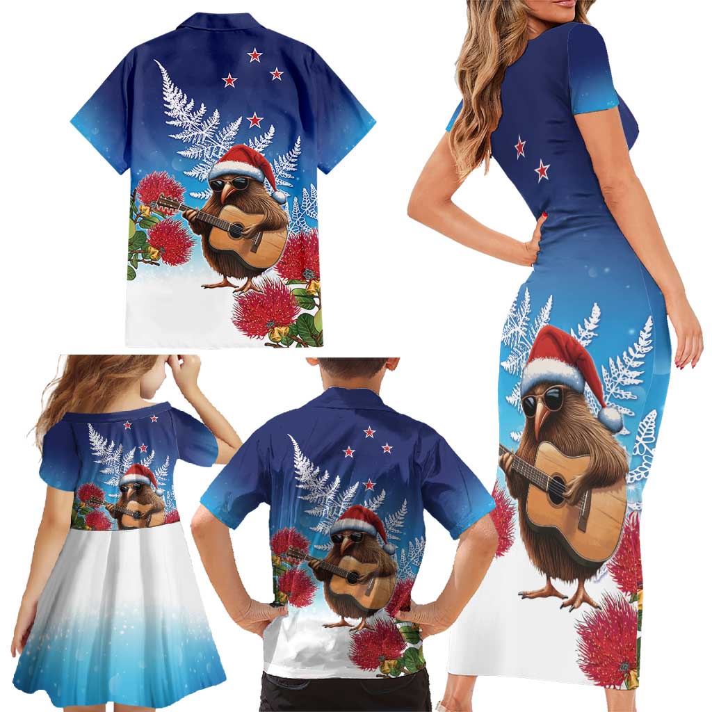 New Zealand Kiwi Christmas Family Matching Short Sleeve Bodycon Dress and Hawaiian Shirt Xmas Vibe LT05 - Polynesian Pride
