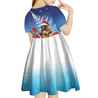 New Zealand Kiwi Christmas Kid Short Sleeve Dress Xmas Vibe LT05 - Polynesian Pride