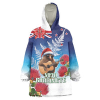 New Zealand Kiwi Christmas Wearable Blanket Hoodie Xmas Vibe LT05 One Size Blue - Polynesian Pride