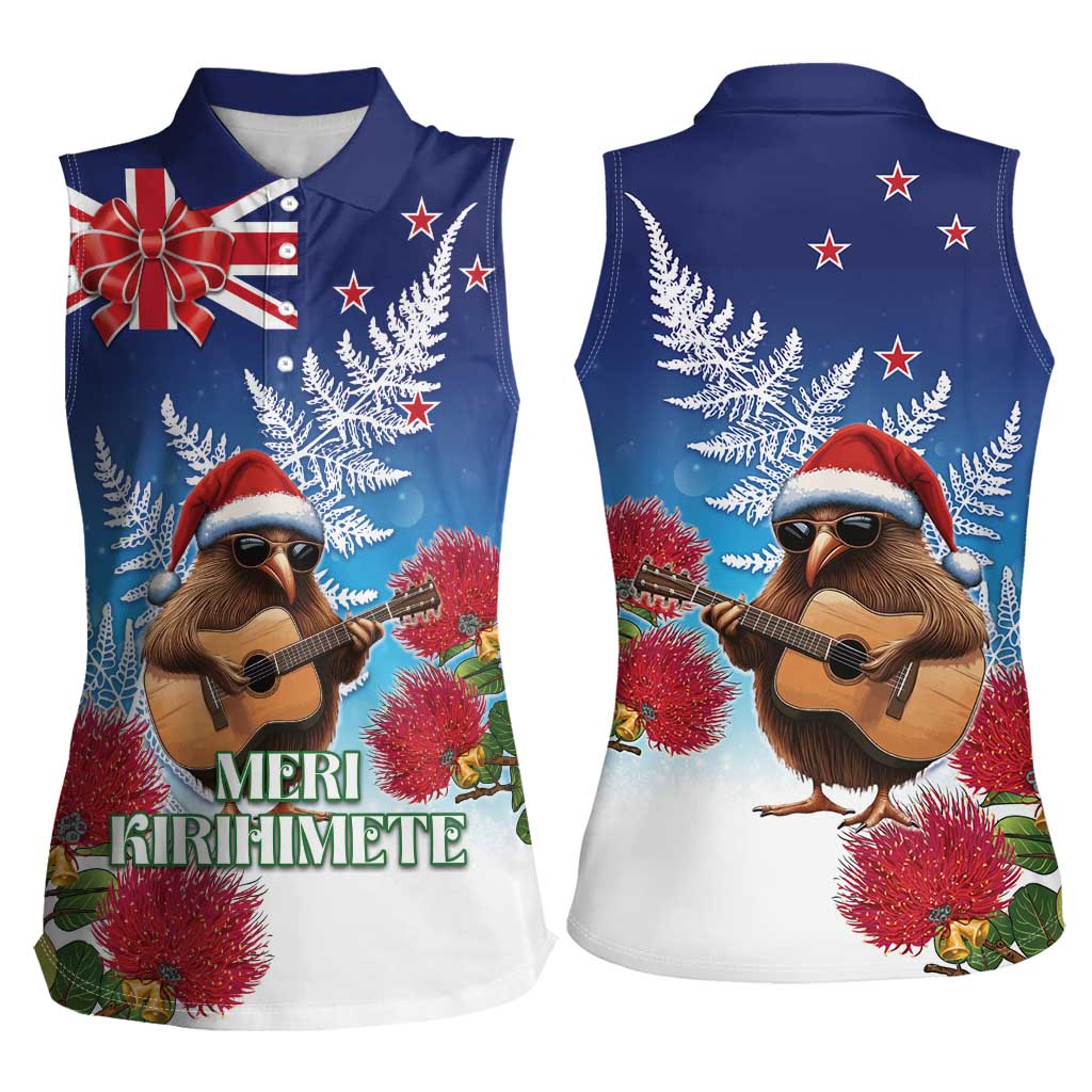 New Zealand Kiwi Christmas Women Sleeveless Polo Shirt Xmas Vibe LT05 - Polynesian Pride