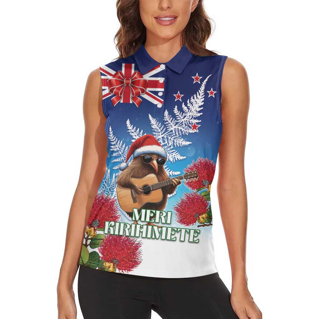 New Zealand Kiwi Christmas Women Sleeveless Polo Shirt Xmas Vibe LT05 - Polynesian Pride