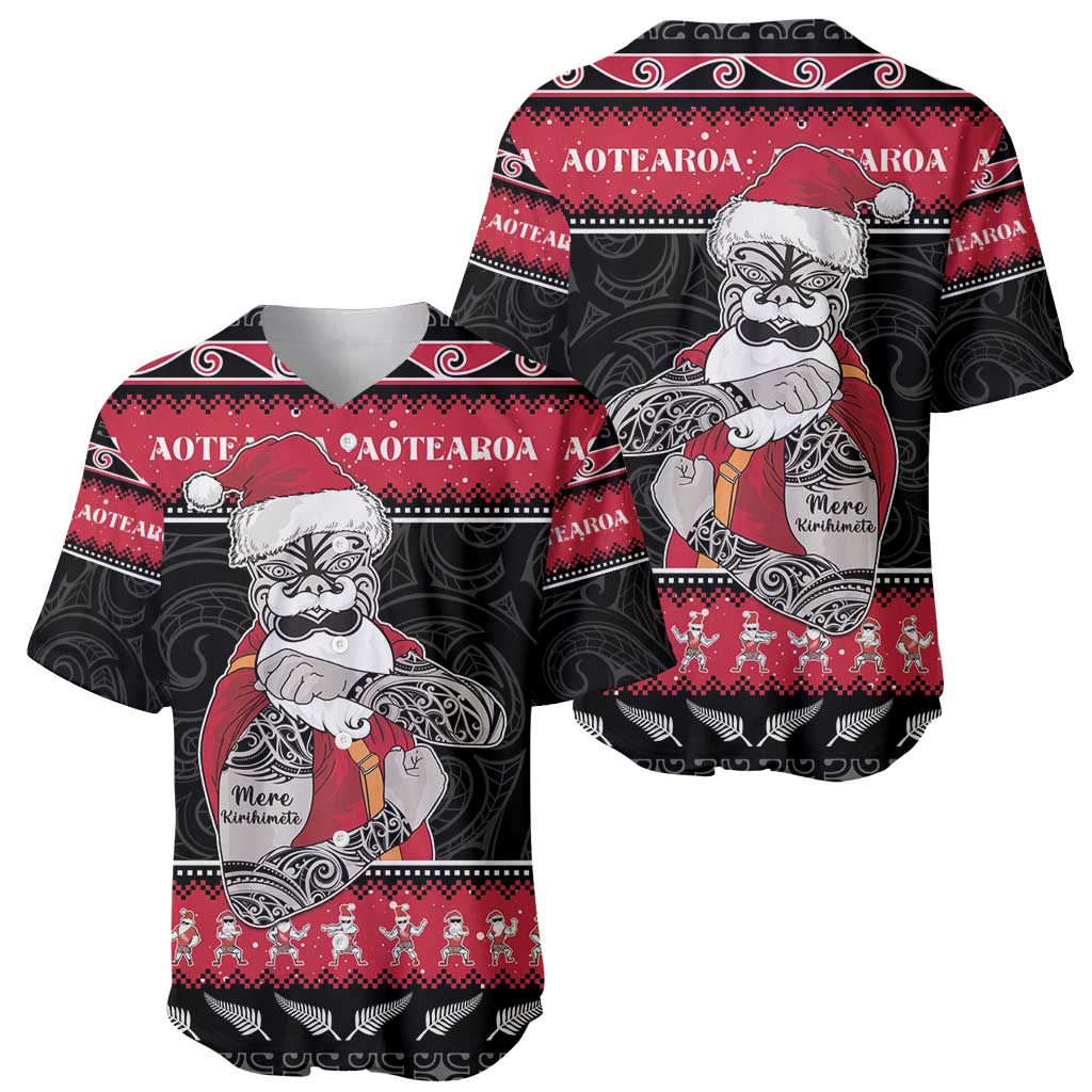 New Zealand Santa Tiki Christmas Baseball Jersey Meri Kirihimete LT05 - Polynesian Pride