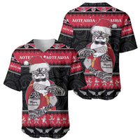 New Zealand Santa Tiki Christmas Baseball Jersey Meri Kirihimete LT05 - Polynesian Pride