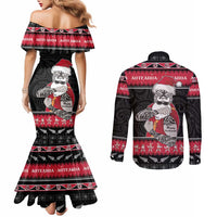 New Zealand Santa Tiki Christmas Couples Matching Mermaid Dress and Long Sleeve Button Shirt Meri Kirihimete LT05 - Polynesian Pride