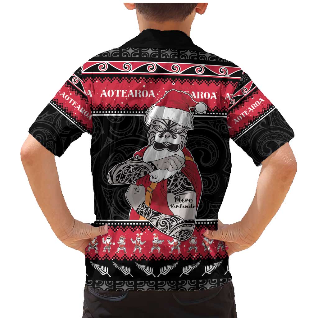 New Zealand Santa Tiki Christmas Family Matching Mermaid Dress and Hawaiian Shirt Meri Kirihimete LT05 - Polynesian Pride